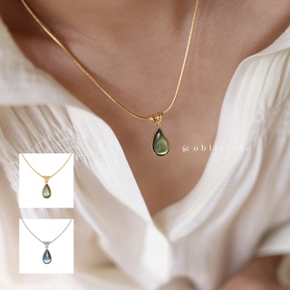 Gold necklace with hot sale stone pendant