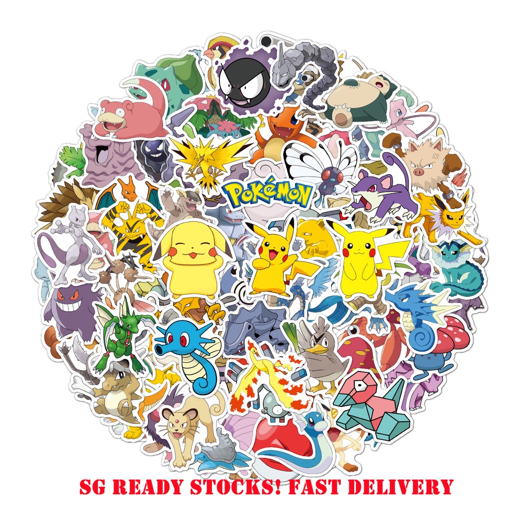 [SG] 50/100/200pcs Unique Pokemon Pikachu Stickers Anime Cartoon ...