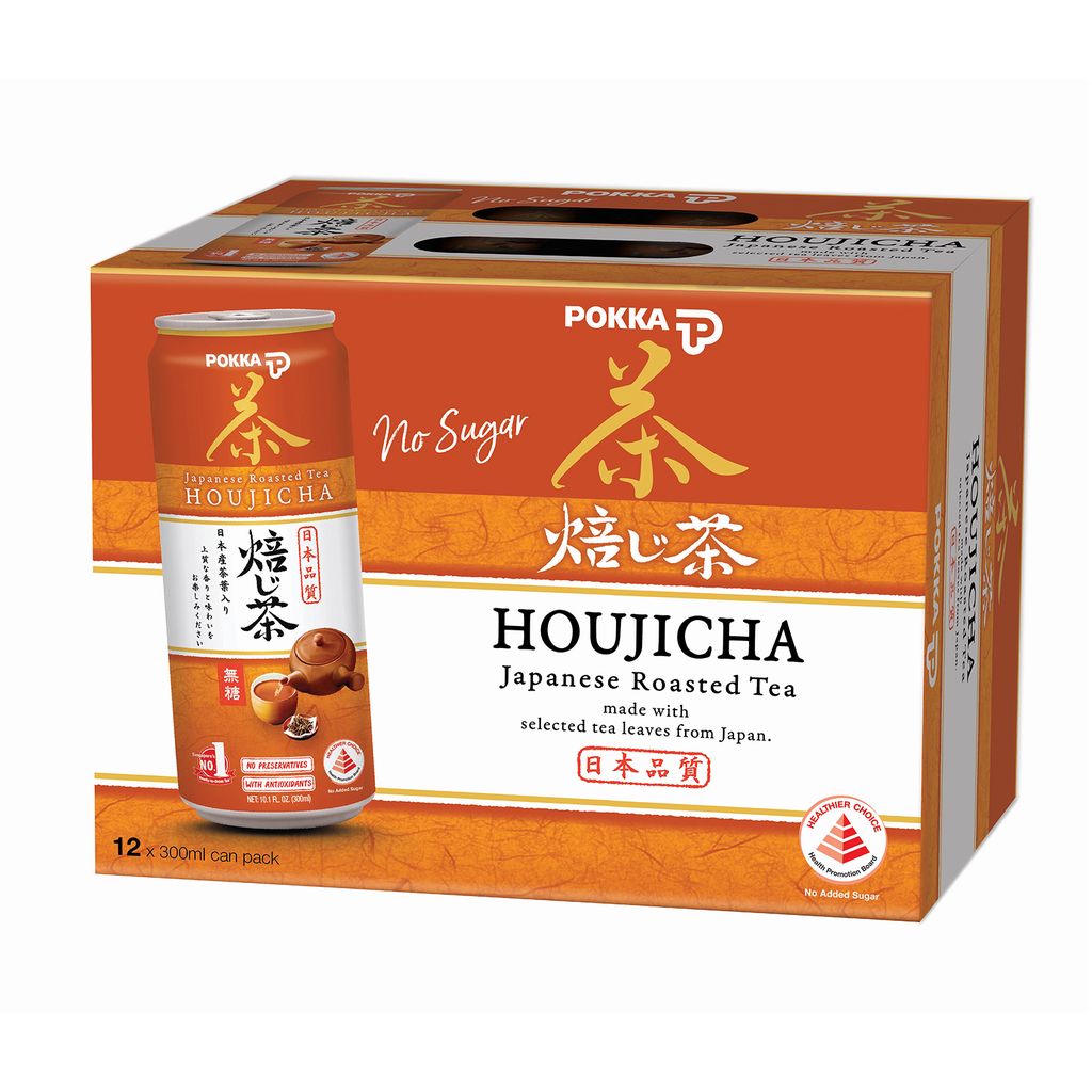 Pokka Houjicha Japanese Roasted Green Tea No Sugar 300ML x 12 Shopee