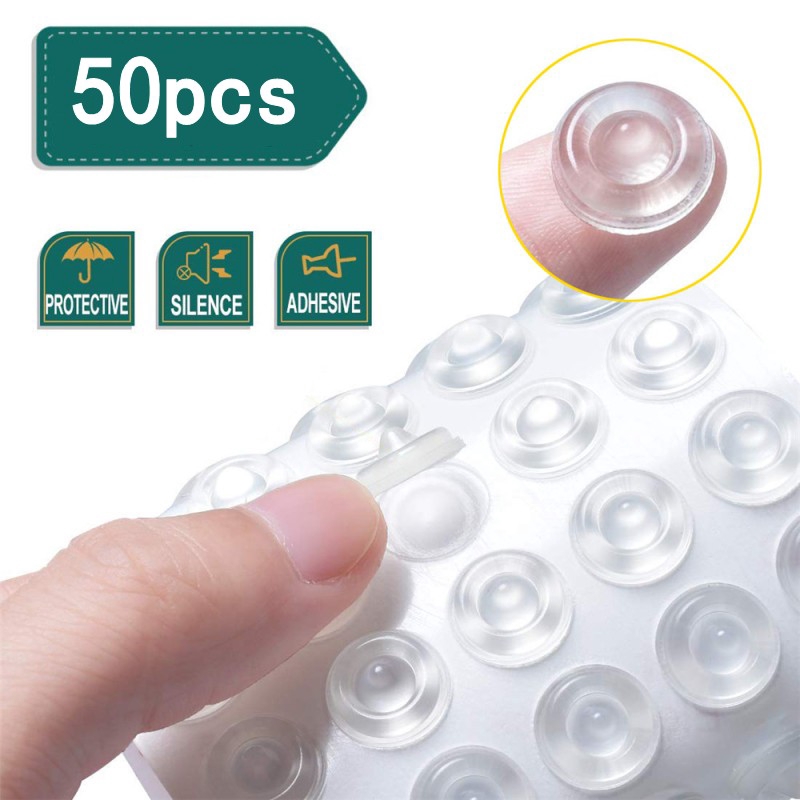 50PCS Bumper Pads / Clear Self-Adhesive Rubber Cabinet Door Drawer ...