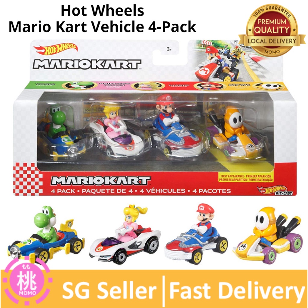 Hot Wheels Mario Kart Vehicle 4 Pack Set Of 4 Fan Favorite Characters Includes 1 Exclusive 2733
