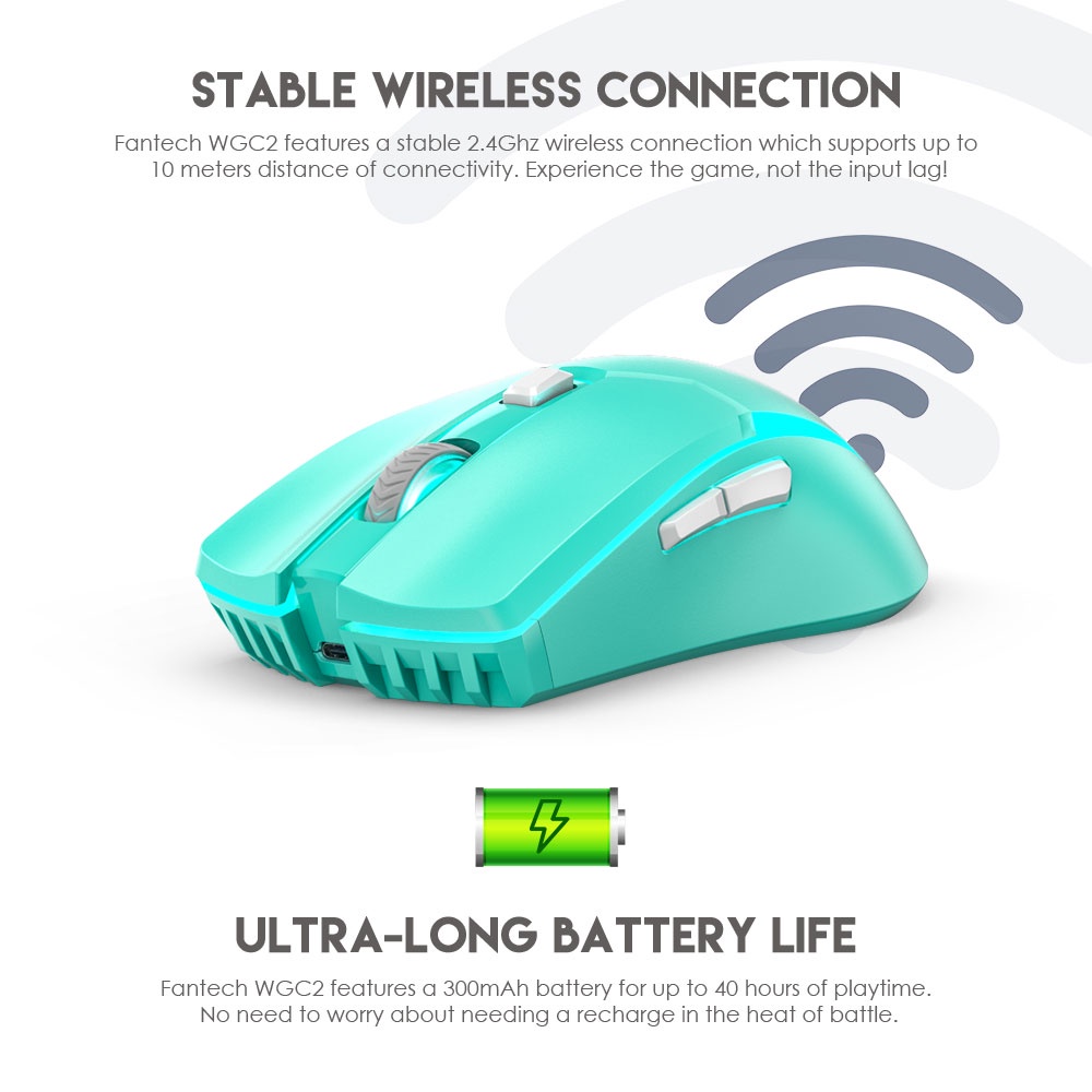 Fantech WGC2 Venom II Mint Edition Gaming Wireless Mouse - Gambar 2