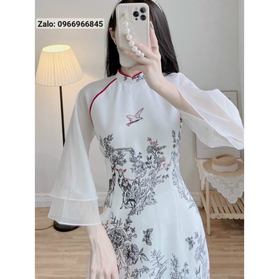 (A487) {GH01} Loose-fitting ao dai with flared sleeves, modern ao dai ...