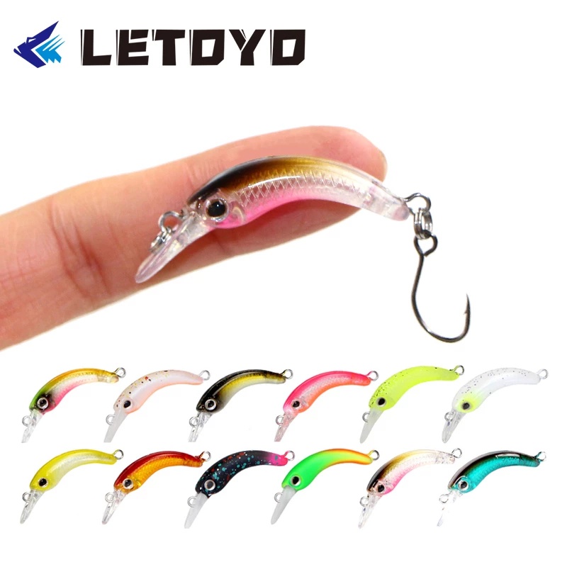 LETOYO 40mm Dying Fishing Lure Trout Mini Crankbait Micro Minnow Crank  Floating Artificial Hard Baits Freshwater Fishing