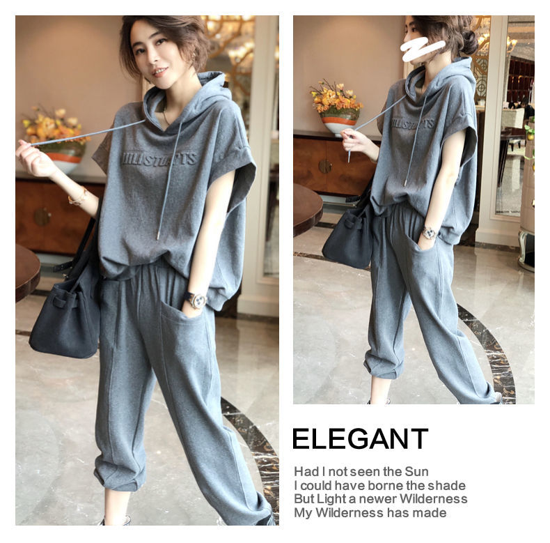 2pcs Women Casual Clothing Individual Set Wear Top and Pants Lady Tracksuit Short Sleeve Tracksuits #6216