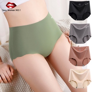 High-end satin modal mid-high waist underwear women's hip-covering pure  cotton crotch breathable lace sexy large size briefs