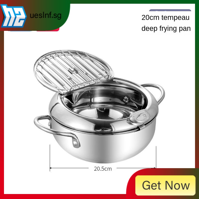 SASIT Stainless Steel Japanese Tempura Deep Fryer Pot Deep Frying Pan