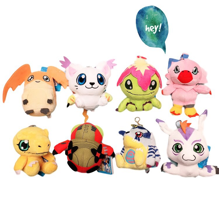 Anime Digimon Plush Toys Agumon Gabumon Tailmon Tentomon Gomamon Piyomon Palmon Patamon Keychain 3086