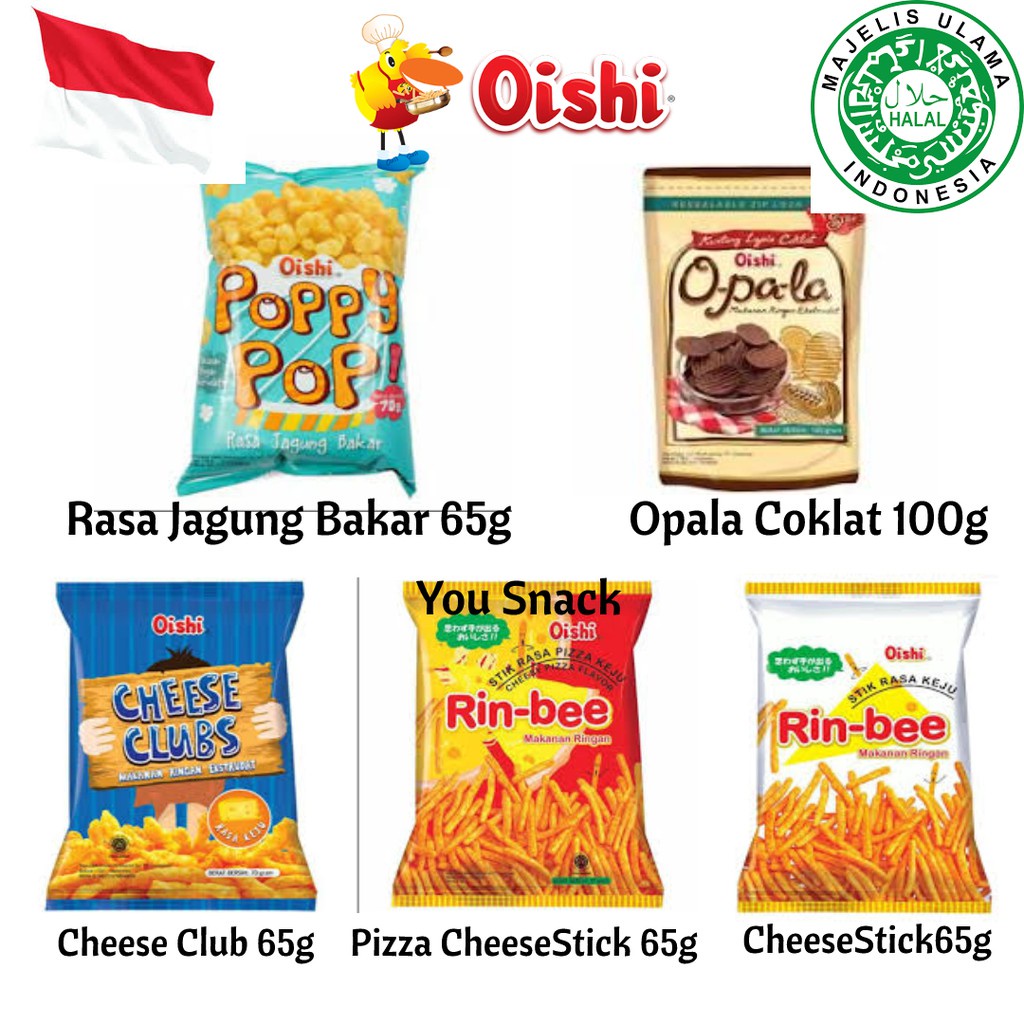 Halal Oishi Opala Chocolate Chip 100g / Oishi Rinbee Stick 65g / Oishi ...