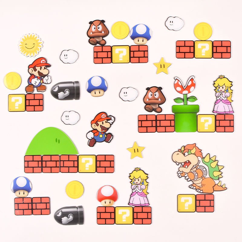 4 Sets Acrylic Refrigerator Magnet Super Mario Stereo Refrigerator 