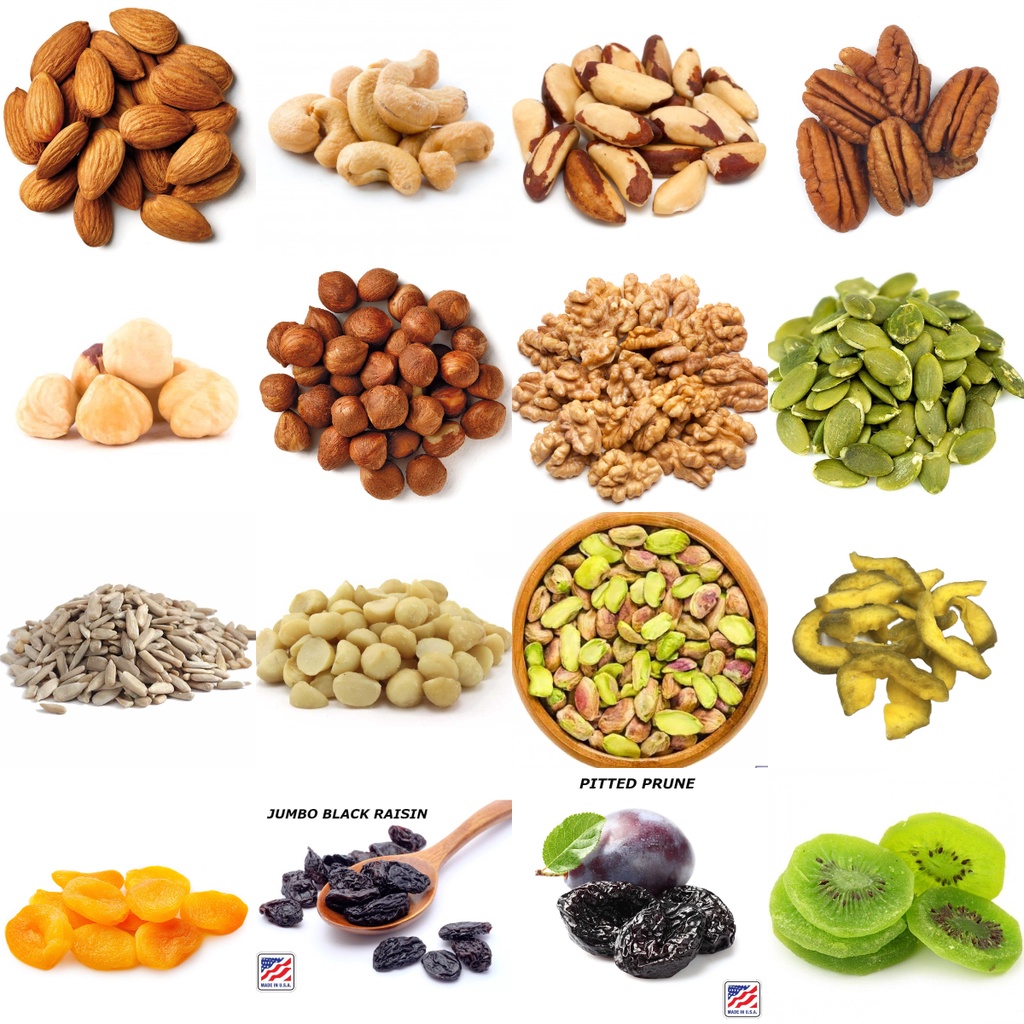 (RAW / MENTAH) CASHEW WALNUT ALMOND PECAN MACADAMIA HAZELNUT / BLACK ...