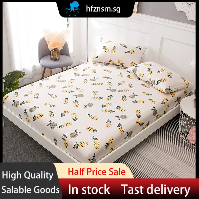 Pineapple sheets cotton fitted bedsheet single Queen king size white