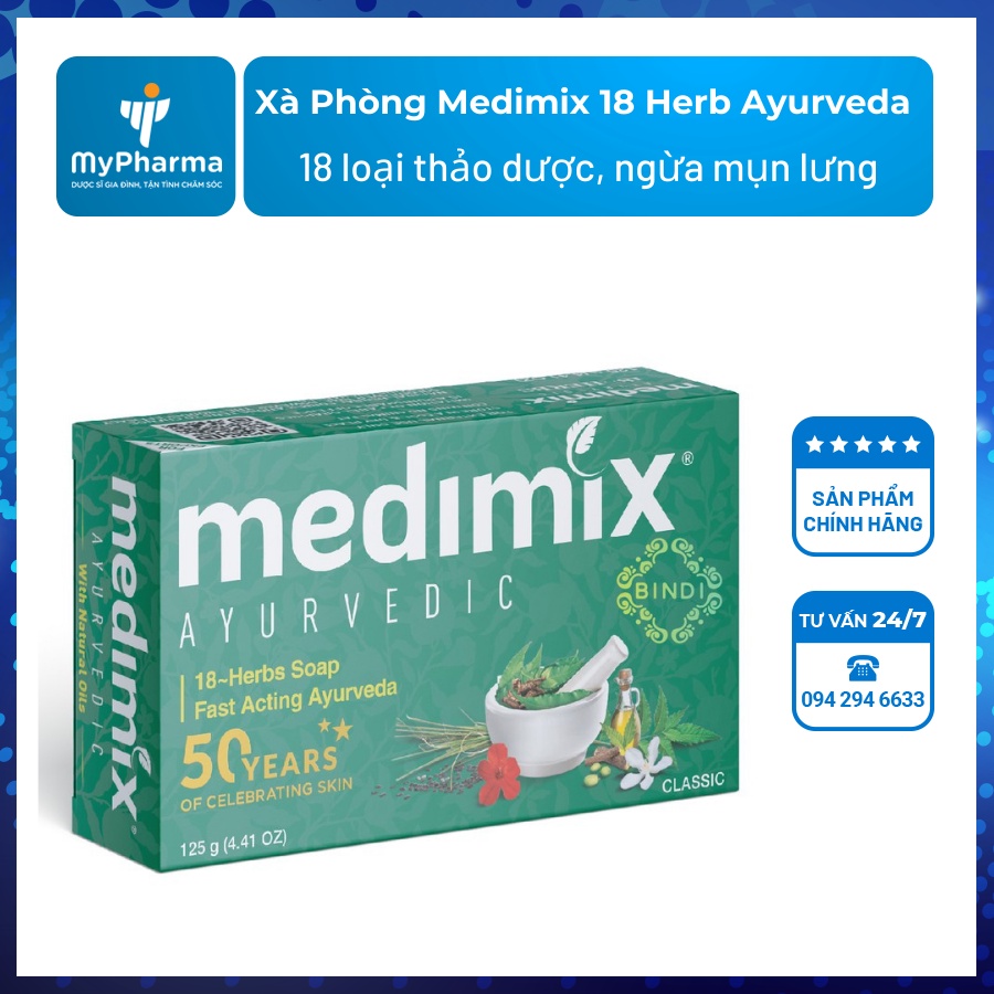 Medimix 18 Herb Ayurveda Soap 125g 18 Herbs, prevent back acne, rashes, peeling skin Shopee