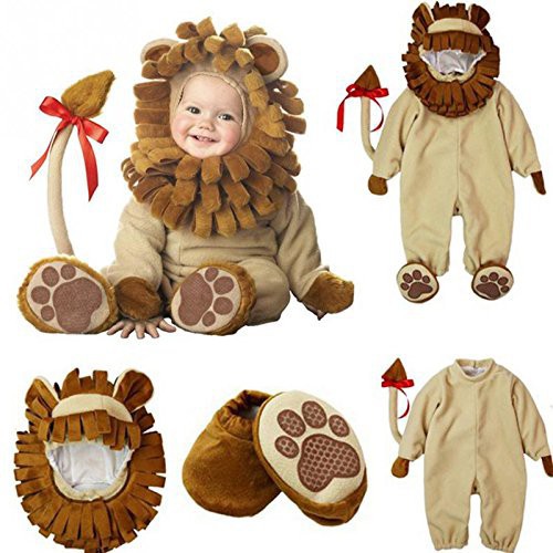 3Pcs Infant Baby Boy Lion Costume Animal Romper Fancy Dress Up