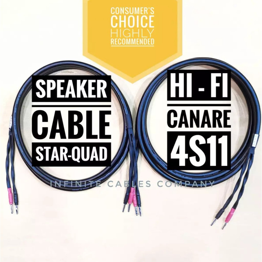 SPEAKER CABLE CANARE 4S11 TERMINATED WITH PLUGS HI FI AUDIOPHILE