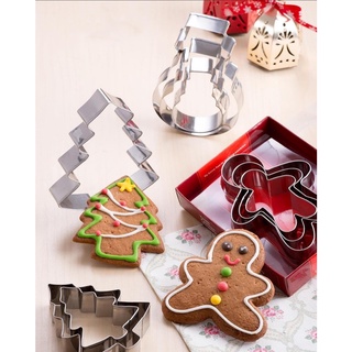 8pcs Christmas Cookies Mold Set, 3d Embossed Cookies Cutter Press Molds,  Including Christmas Tree, Snowman, Bell, Snowflakes, Santa Claus Pattern,  Pink, Suitable For Christmas Baking