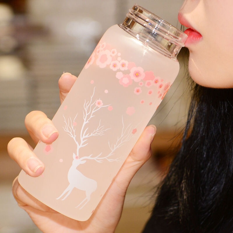 Kawaii Pink Water Bottle Sport Plastic Portable Drinking Cups