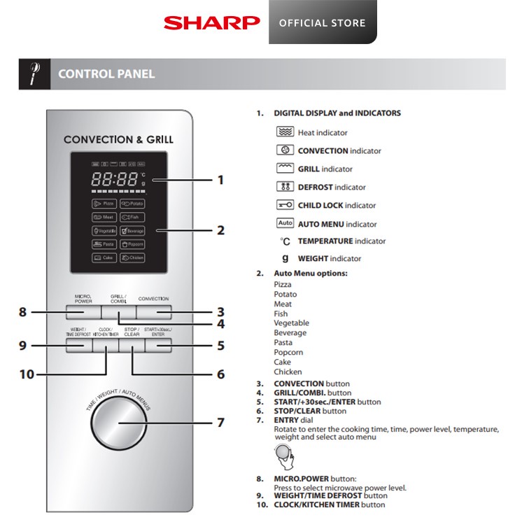 SHARP 32L42L Microwave oven with Grill and Convection R92A0(ST)VR