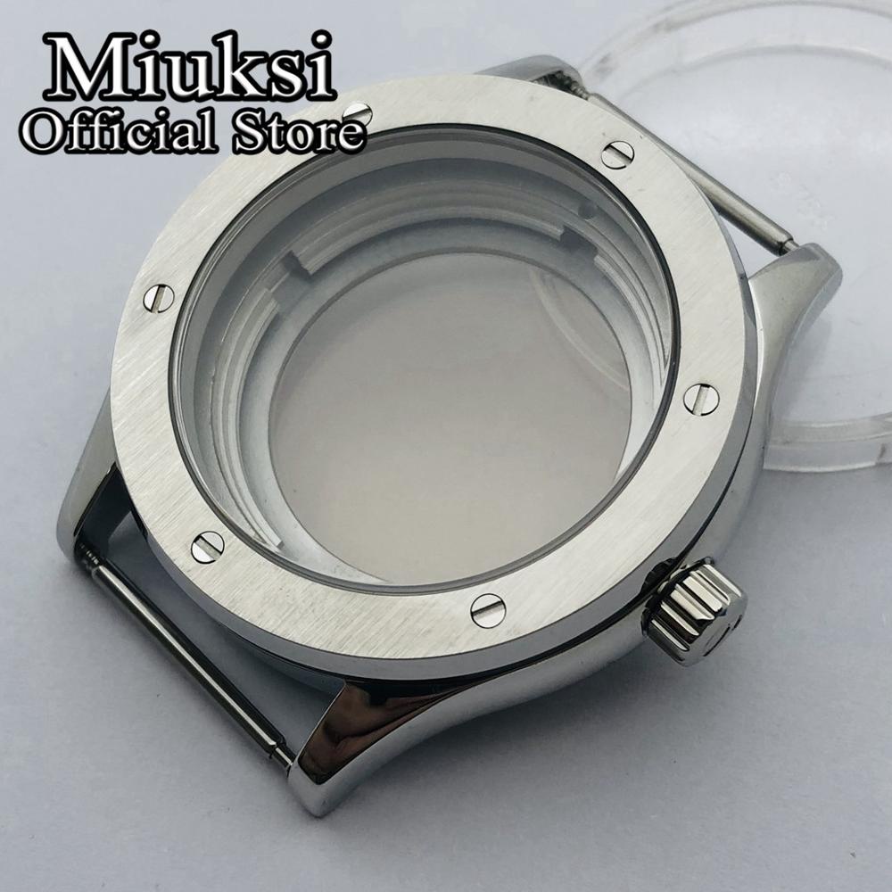 42mm silver stainless steel watch case sapphire glass case fit