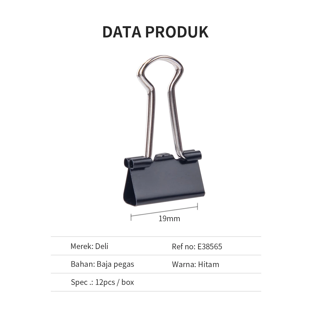 Deli Binder Clip 19Mm bebas karat dilapisi oleh eletroforesis (107) E38565 - Gambar 3