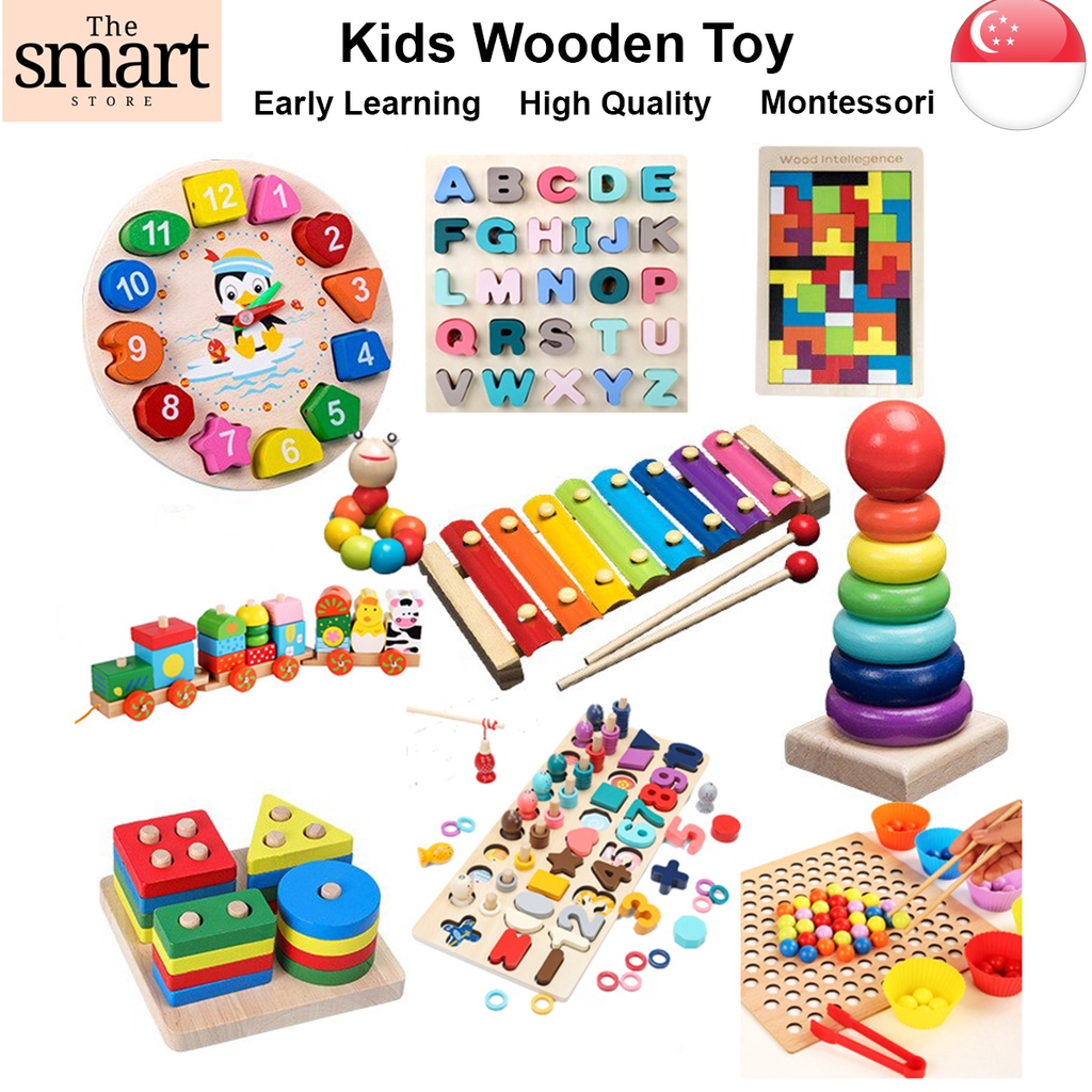 [SG SELLER] Kids Montessori Wooden Educational Toys Building Blocks ...