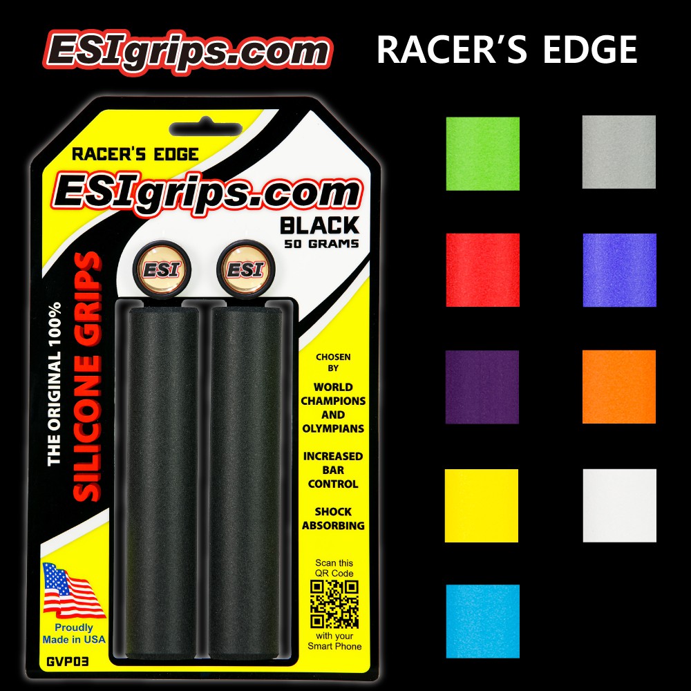 Poignées De Guidon VTT ESI Racer's Edge En Silicone, Grises, Diamètre 30 Mm