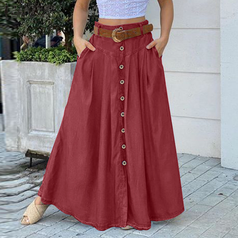 Button down full length skirt best sale