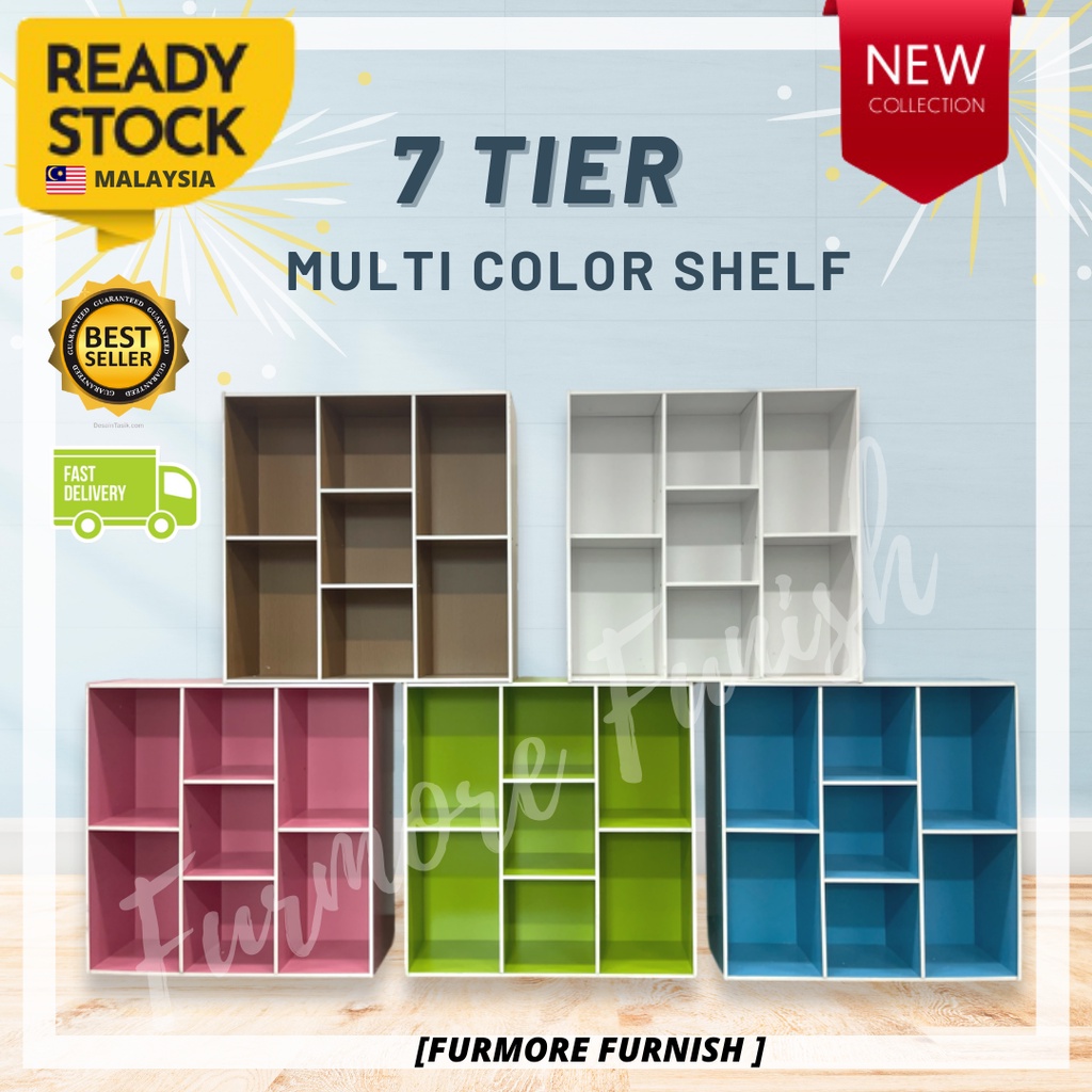 DIY 7 Tier High Quality Multipurpose Colorful Rack Book Shelf / Rak ...