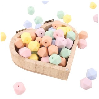 Bopoobo 15mm Silicone Beads BPA Free Food Grade Silicone DIY Crafts  Silicone 14mm Octagonal Teething Beads Baby Teethers