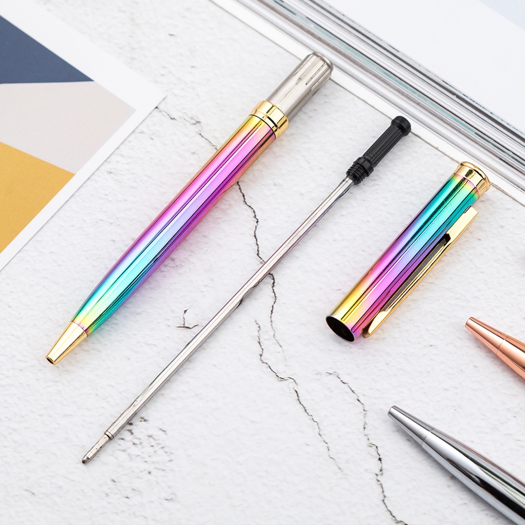 Slim Metallic Retractable Ballpoint Pens 1 mm Medium Point Black Ink ...