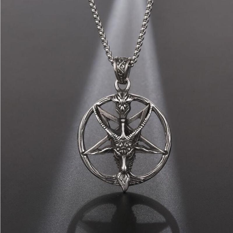 Classic Gothic Pentagram Necklace Sheep Head Demon Necklace Satan ...