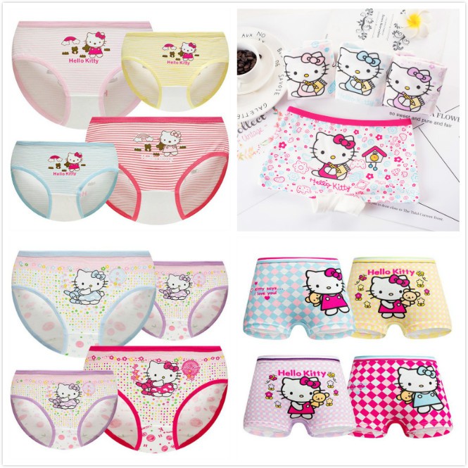 ❤Soft Cotton Panties❤ 4 PCS Kid Underwear 1-8Y Girl Hello Kitty