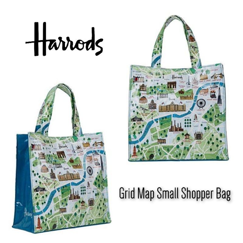 Harrods Grid Map Small Shopper Bag With Lining Shopee Singapore