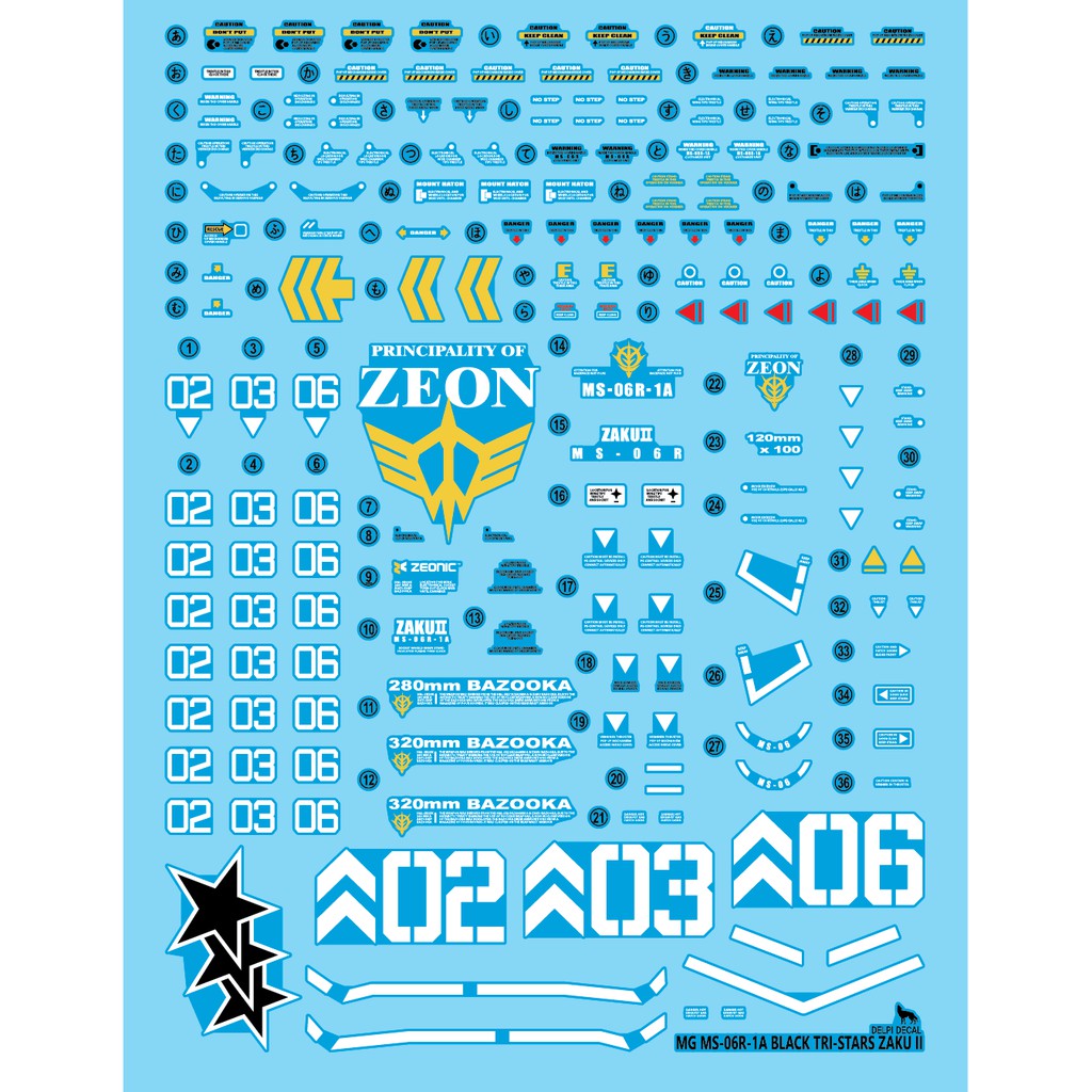 [SG LOCAL STOCK]DELPHI DECALS BLACK TRI-STARS ZAKU WATER DECAL MG ...