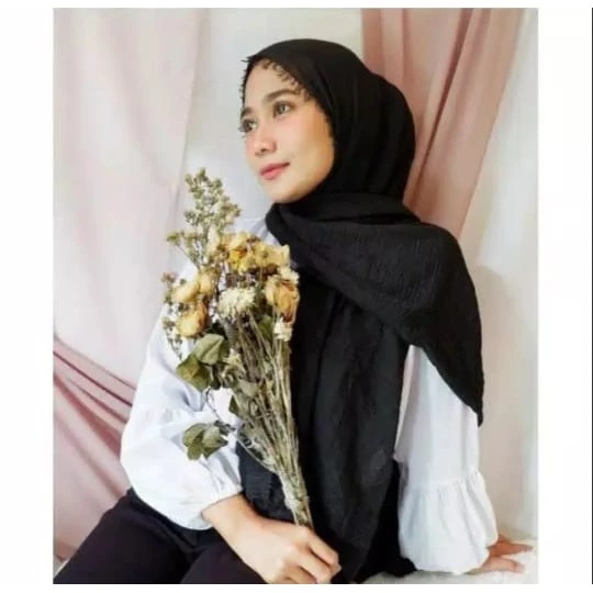 Pashmina Crinkle Polos part 1 / Pahmina Crinkle / Pashmina Lecek - Gambar 2