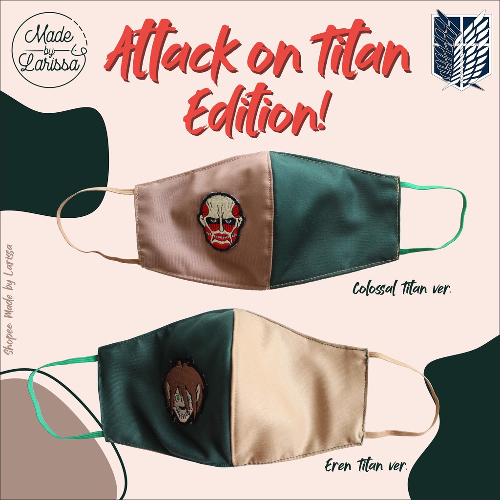 HIJAU KATUN Anime Attack On Titan Shingeki No Kyojin Eren Colossal Mask ...