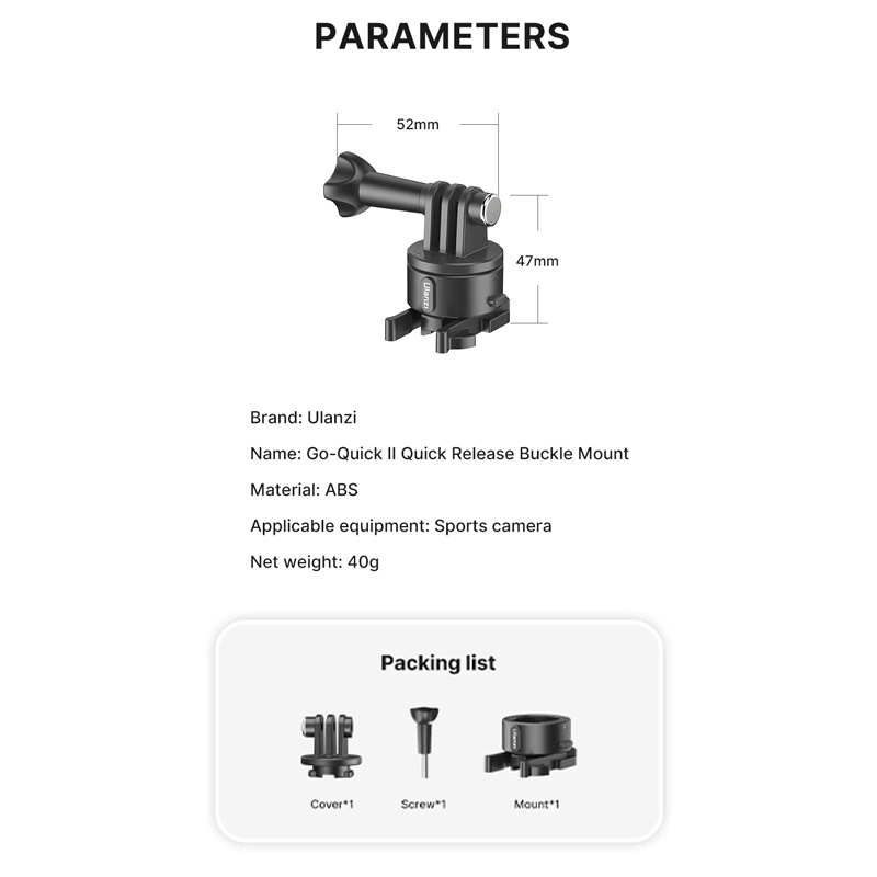 Ulanzi Go Quick II Magnetic Quick Release Buckle Mount For Action ...