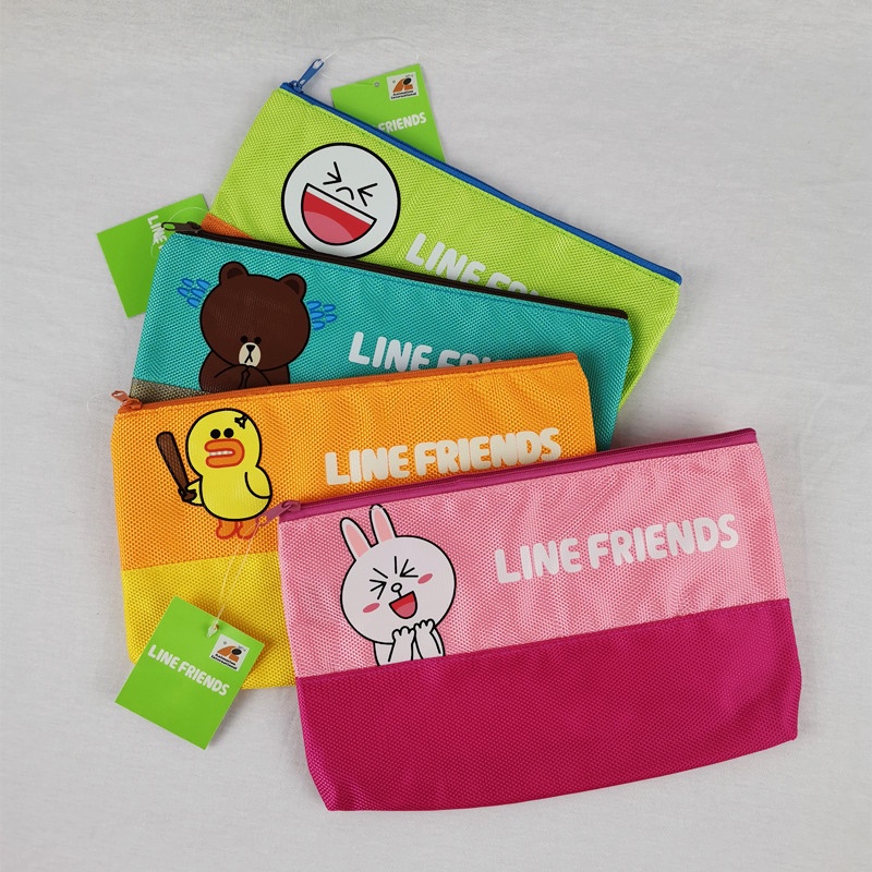 LINE FRIENDS APP BROWN CONY MOON SALLY NYLON ZIPPER BAG ZIPPER FILE BAG ...