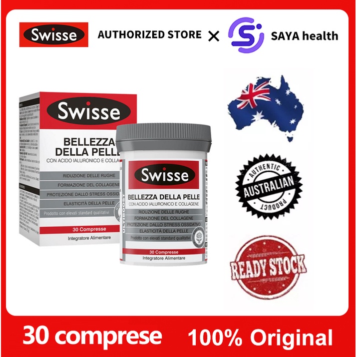 Swisse Bellezza Della Pelle Hyaluronic Acid Collagen 30 Tablets Skin Beauty with Hyaluronic Acid Collagen Women's Health Food Supplement