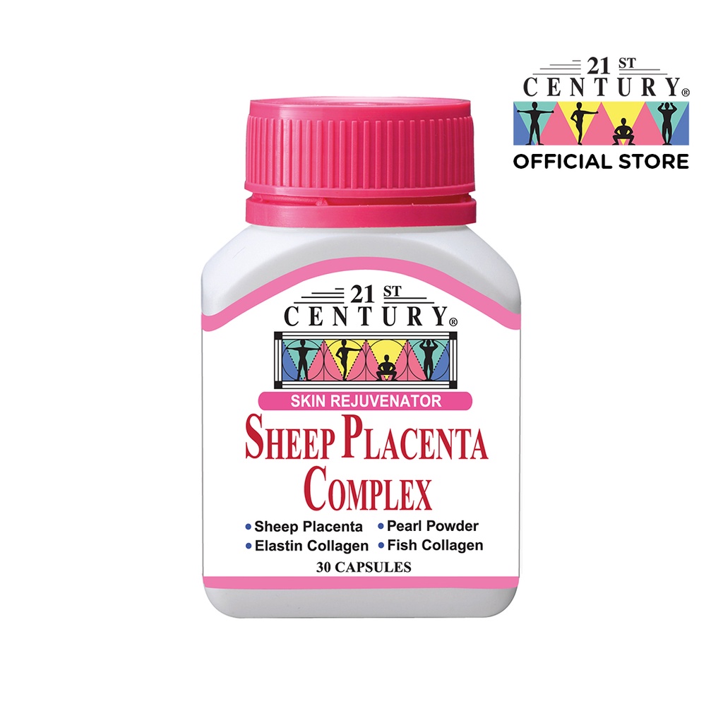 21st Century Sheep Placenta Complex With Pearl Powder, Elastin Collagen - 30 Capsules