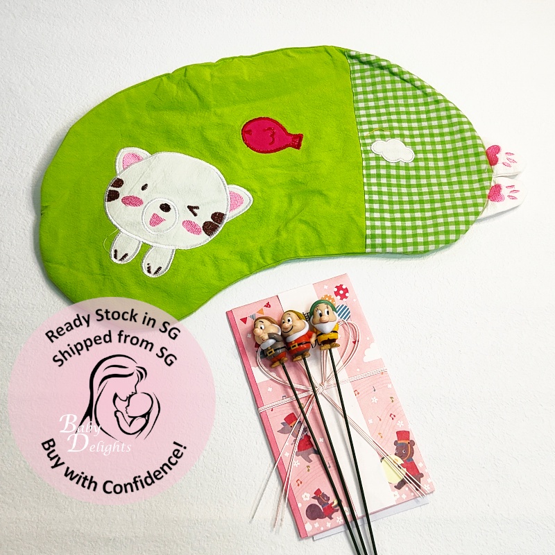 Green A Toto Curve Bear Buckwheat Pillow Case Baby Small Size Korean Colourful Cute Red Blue Pink Orange Green Neck