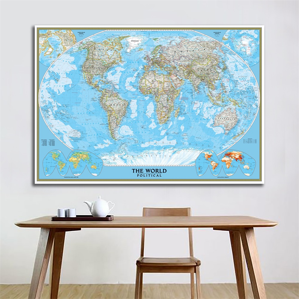 POSSBAY World Map -Large Map Poster Prints Wall Art Background Cloth ...