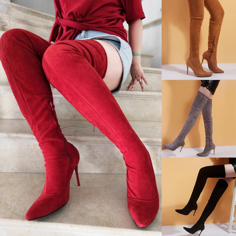 Chunky heel over the clearance knee boots