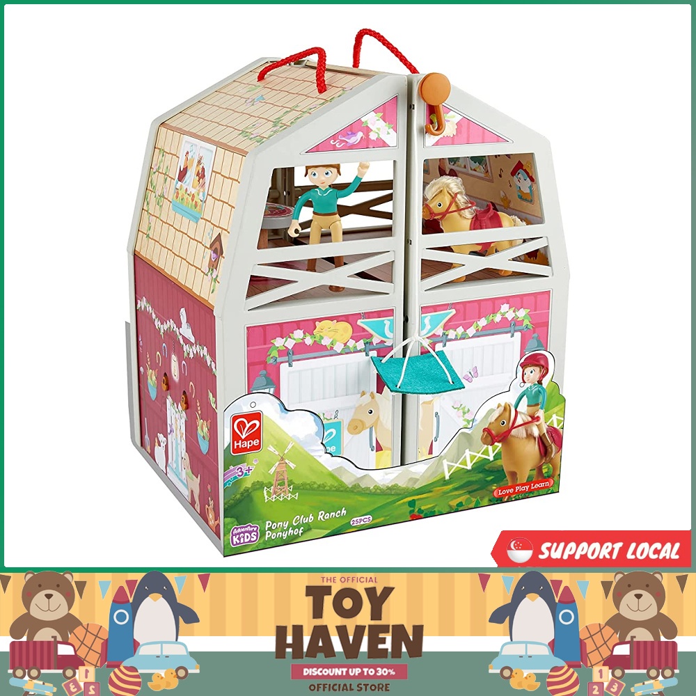 [sgstock] Hape HAPE3409 Pony Ranch Barn Stable Club Playset Doll House