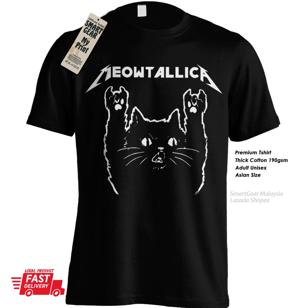 Meowtallica cat Metallica parody tshirt cotton rock band Shopee Singapore