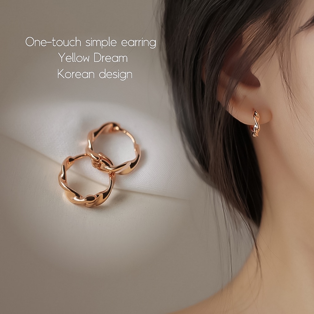 Yellow Dream / One-touch earrings /Silver needle/ Simple earrings / Small ring earrings / Accessories / Jewelry / Korean design