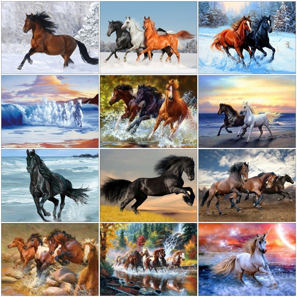 5D DIY Diamond Painting Horse Rhinestone Picture All Square/Round Animal  Diamond Embroidery Mosaic Beaded Home Decoration Gift - AliExpress