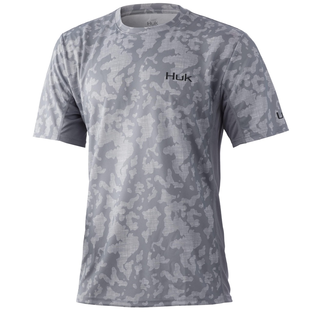 HUK Grey Camouflage Short Sleeve Fishing Shirts Sweatshirt Fishing  Camouflage Fishing Apparel Sun Protection