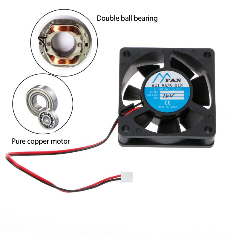 60mm×60mm×20mm DC 12V 2-Pin Cooler Brushless Axial PC CPU Case Cooling ...