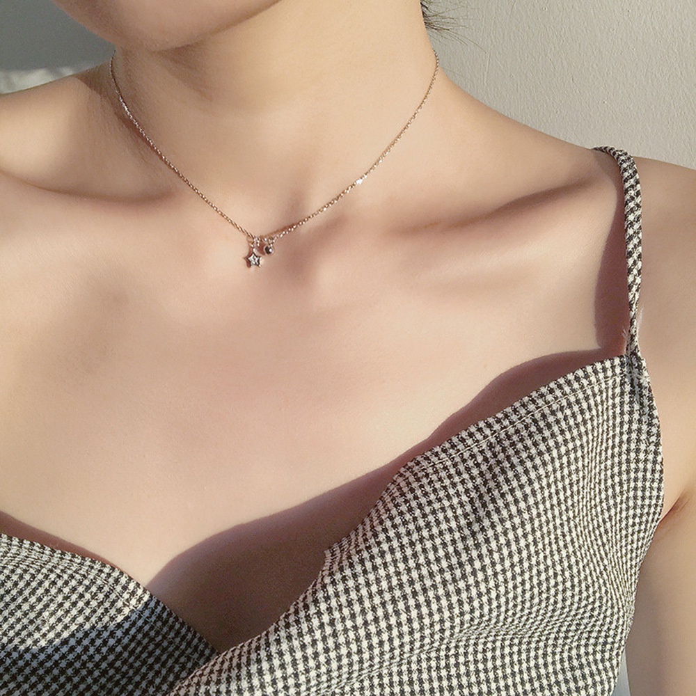 Jewelry Korean fashion simple five pointed star bell short necklace lovely exquisite clavicle chain female student Necklace